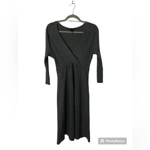 INC Women’s Sweater Dress Gray Ribbing Wrap Around Top A Line Skirt Long